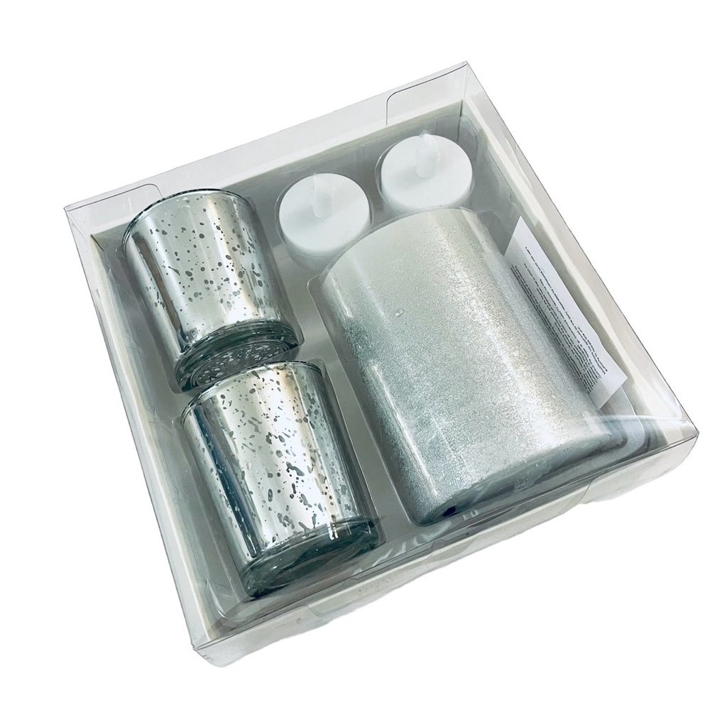 5 Piece LED Pillar & Votive Gift Set Flameless Candle Tea Lights Home Decor NEW